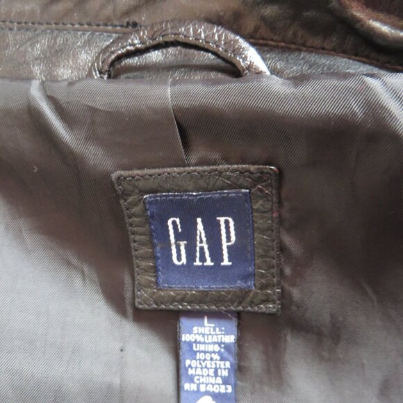 GAP woman's 100% genuine leather black jacket/coat size L - Picture 9 of 10